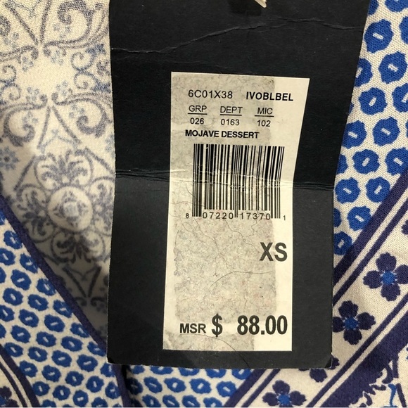 Chelsea & Violet NWT Blue Bohemian Crossover Wrap Blouse Top Mojave Desert - Picture 3 of 6